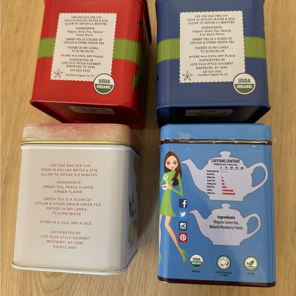 Lot of 4 empty tea tins - Picture 2 of 2